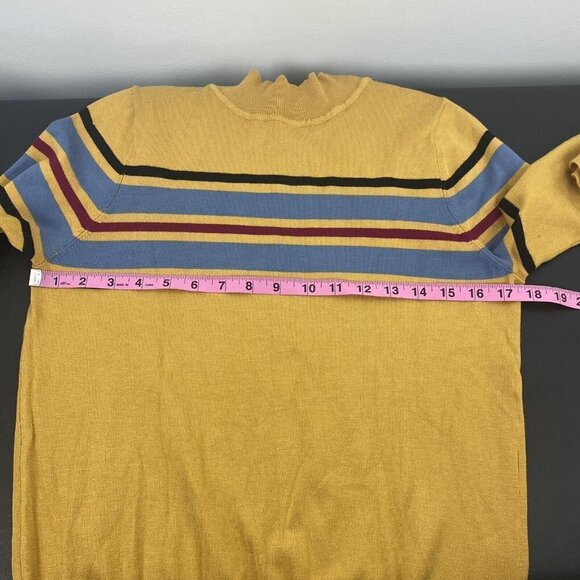 Code x Mode Women's Pullover Mock Neck Sweater Size M Mustard Striped - Picture 5 of 7